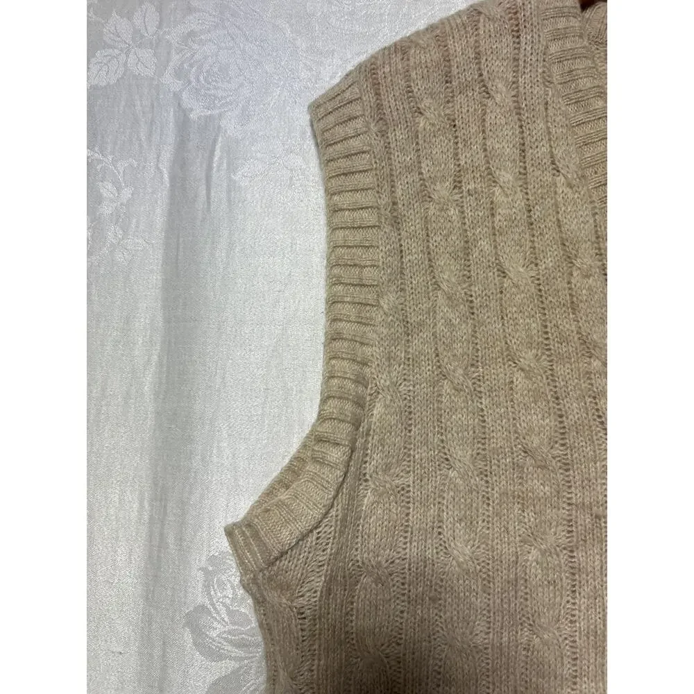 Vintage Sweater Vest Large Beige Cable Knit Classics